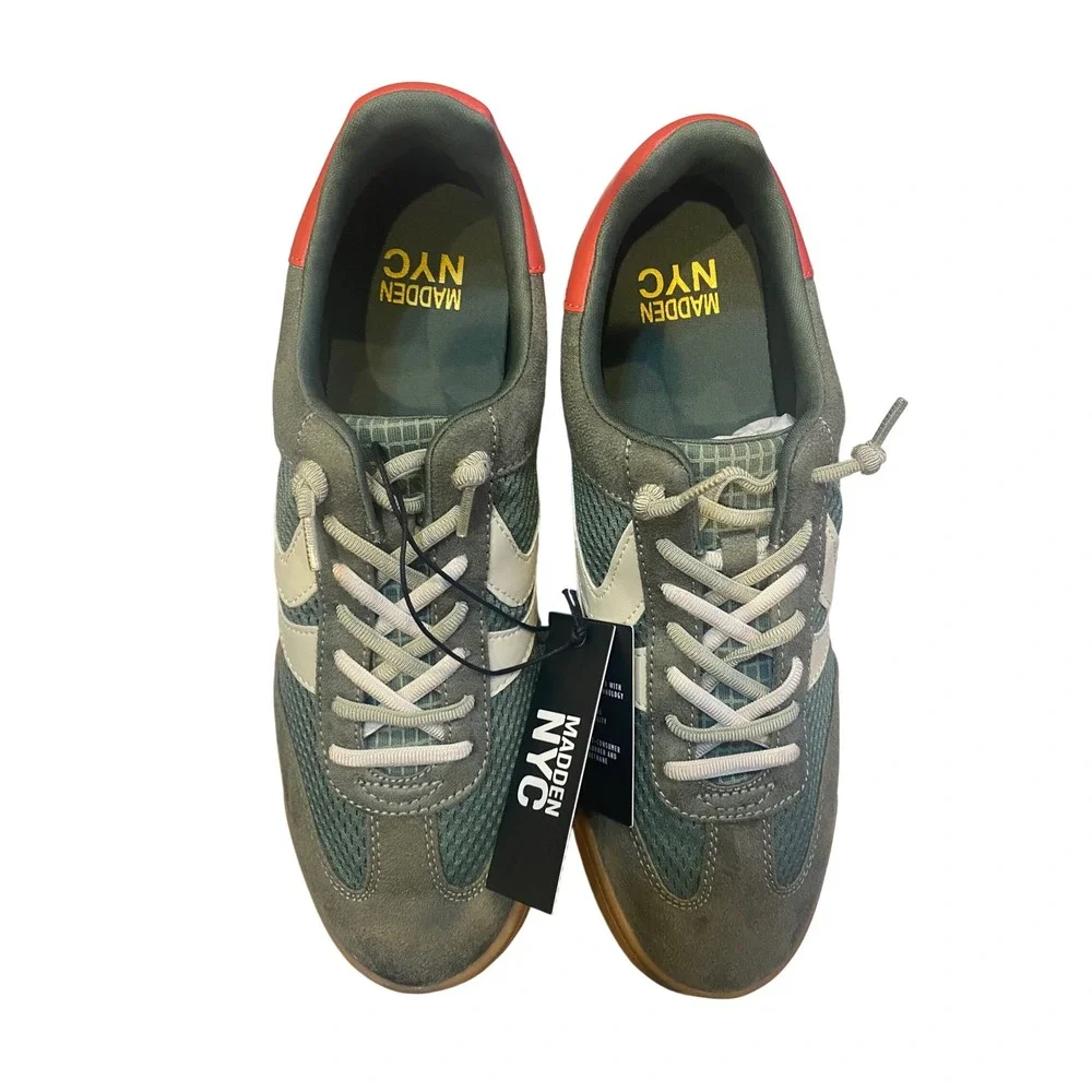 Madden NYC Women's Low Sneaker Green Mesh Faux Suede Gum Sole Size 11 678970342